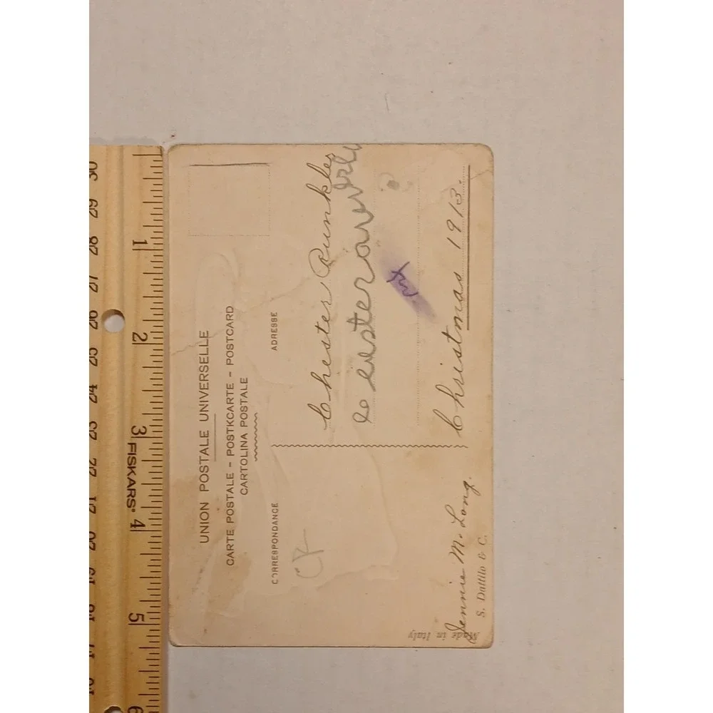 Postcard Merry Christmas Angel Green Dress Ringing Bells Snow‎ S Dattilo & Co C